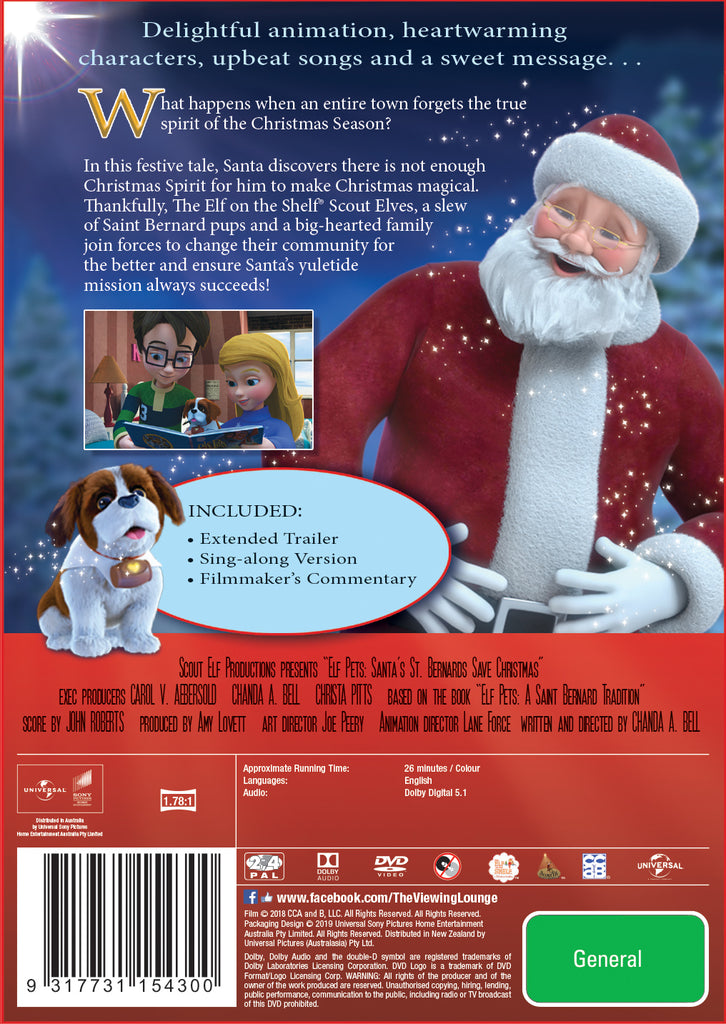 Elf Pets: Santa’s St. Bernards Save Christmas DVD