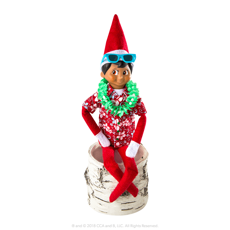 Claus Couture Collection® Holiday Hawaiian Shirt: Outfit on Scout Elf
