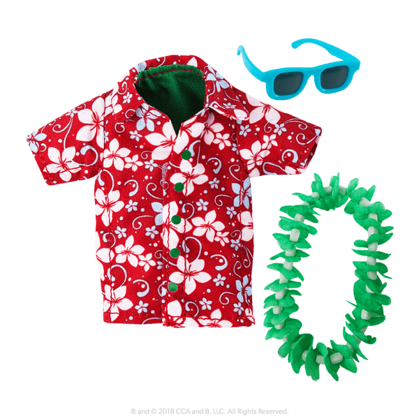 Claus Couture Collection® Holiday Hawaiian Shirt: Shirt, Sunglasses and Lei