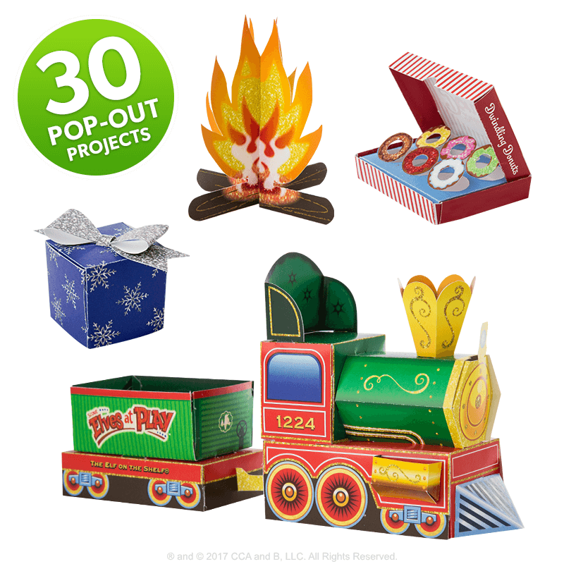Scout Elves at Play® Paper Crafts: Sample of Included 30 Pop-out Projects