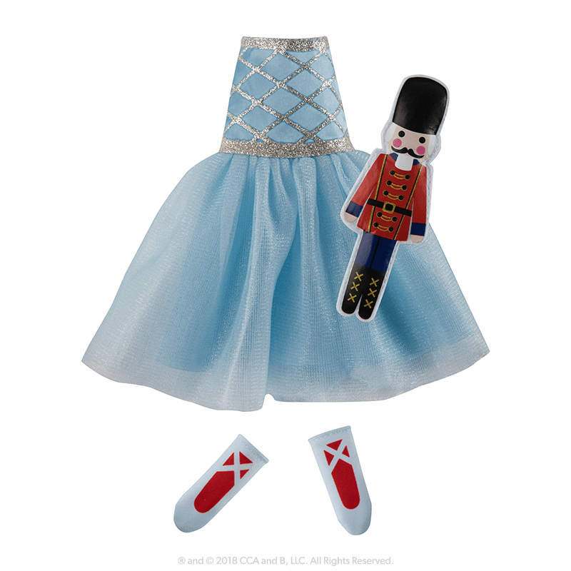 Claus Couture Collection® Snowy Sugar-Plum Duo: Dress, Slippers and Nutcracker