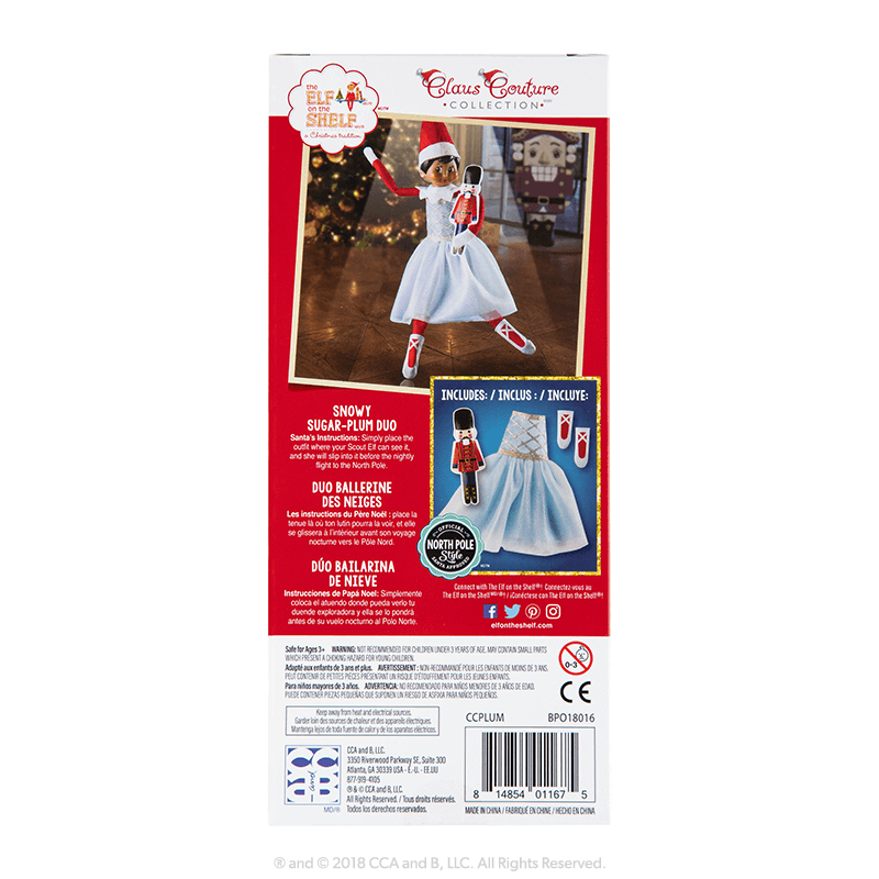 Claus Couture Collection® Snowy Sugar-Plum Duo: Back of Packaging